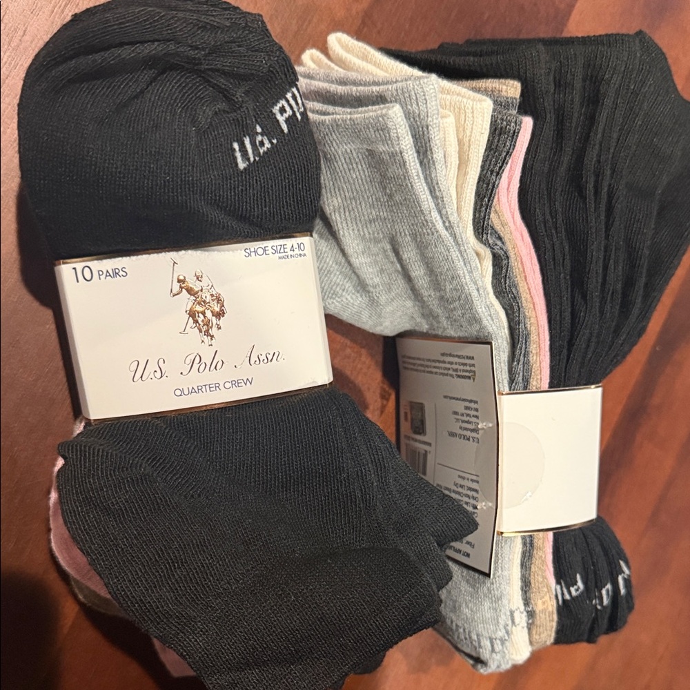 U.S. Polo Assn. Men's Casual Socks - Black, Gray, Pink, Cream (10 pair pack new)